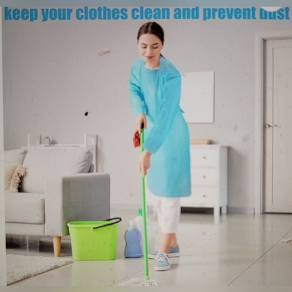 NEW 35 Waterproof apron gown tie back tie front thumb loops one size - Picture 2 of 8